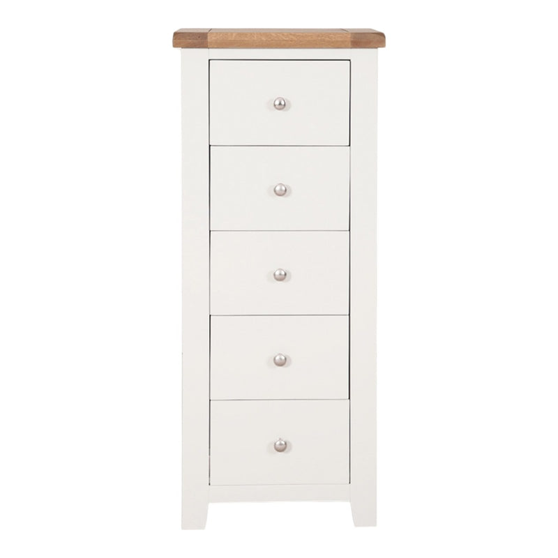 Ashby White 5 Drawer Tall Chest of Drawers