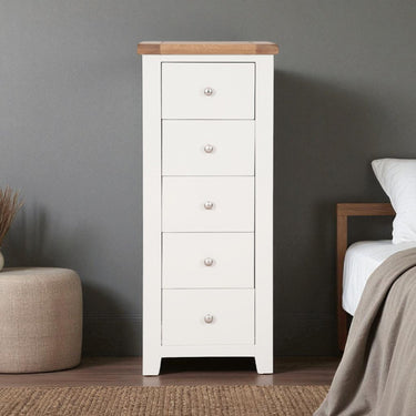 Ashby White 5 Drawer Tall Chest of Drawers - view 2