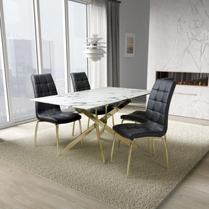 Table & 4 Jenner Black Chairs with Gold Legs