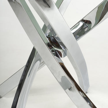 Astra White Marble Effect Glass End Table with Chrome Legs – additional view 1