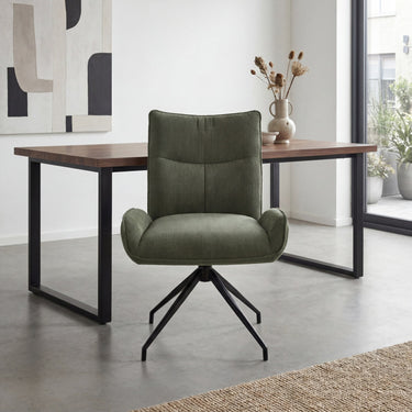 Auden Corduroy Dining Chair - Green – styled in a dining room