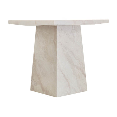 Aurelia Marble Lamp Table - Taupe – low-angle view of the top edge and base