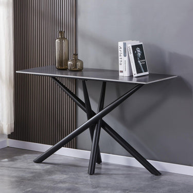 Avesta Grey Ceramic Console Table – styled in a room setting
