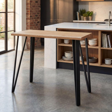Barlow 1.2m Oak Effect Bar Table – styled in a dining room
