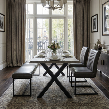 Narvik 1.6m Dining Table & Asher Chairs & Bench Seat