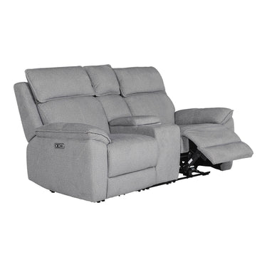 Bellamy 2 Seater Fabric Electric Recliner Sofa with Console in Greige – view 2