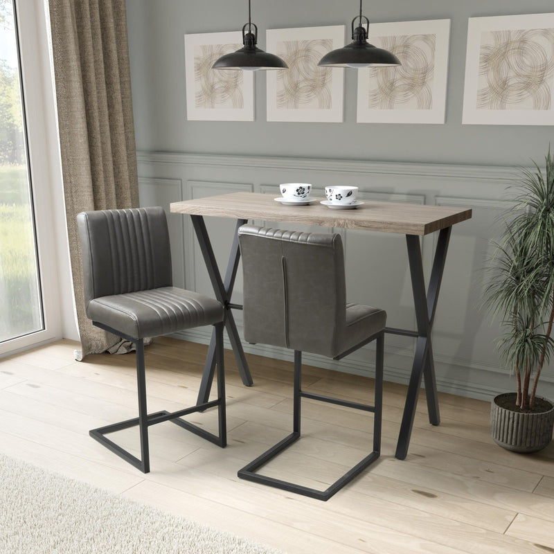Bergen 1.2m Breakfast Bar Table & 2 Asher Grey Bar Chairs Dining Set