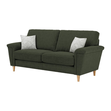 Brody 2 Seater Fabric Sofa in Mendes Mossy fabric with oak feet