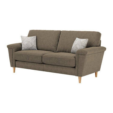 Brody 2 Seater Fabric Sofa in Mendes Smokestone fabric with oak feet