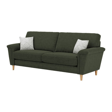 Brody 3 Seater Fabric Sofa in Mendes Mossy fabric with oak feet