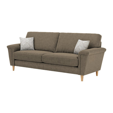 Brody 3 Seater Fabric Sofa in Mendes Smokestone fabric with oak feet
