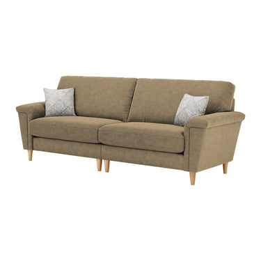Brody 4 Seater Fabric Sofa in Mendes Oatmeal fabric with oak feet