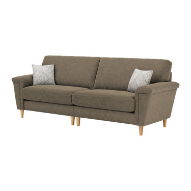Brody 4 Seater Fabric Sofa in Mendes Smokestone fabric with oak feet