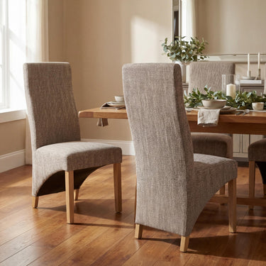 Bryson Wave Back Tweed Dining Chair - Oatmeal – styled in a dining room