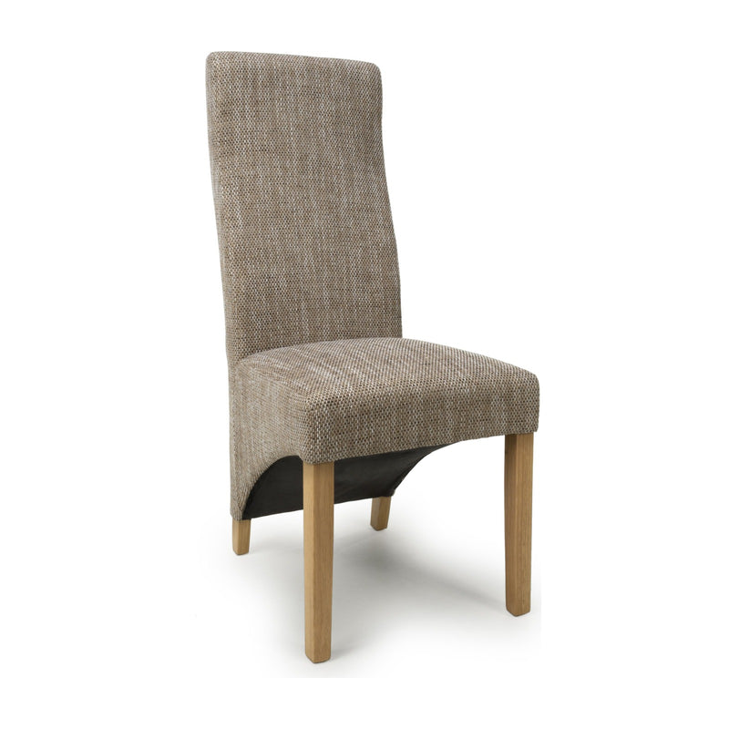 Bryson Wave Back Tweed Dining Chair - Oatmeal