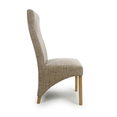 Bryson Wave Back Tweed Dining Chair - Oatmeal – studio view 3