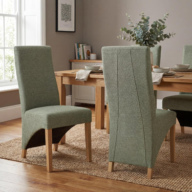 Bryson Wave Back Weave Dining Chair - Green – styled in a dining room