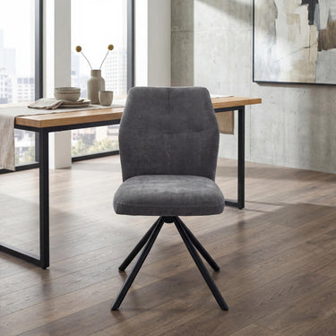 Caden Fabric Swivel Dining Chair - Charcoal – styled in a dining room
