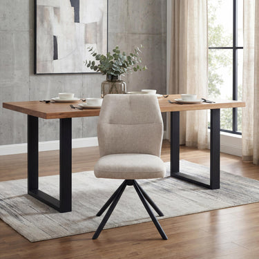 Caden Fabric Swivel Dining Chair - Mink – styled in a dining room
