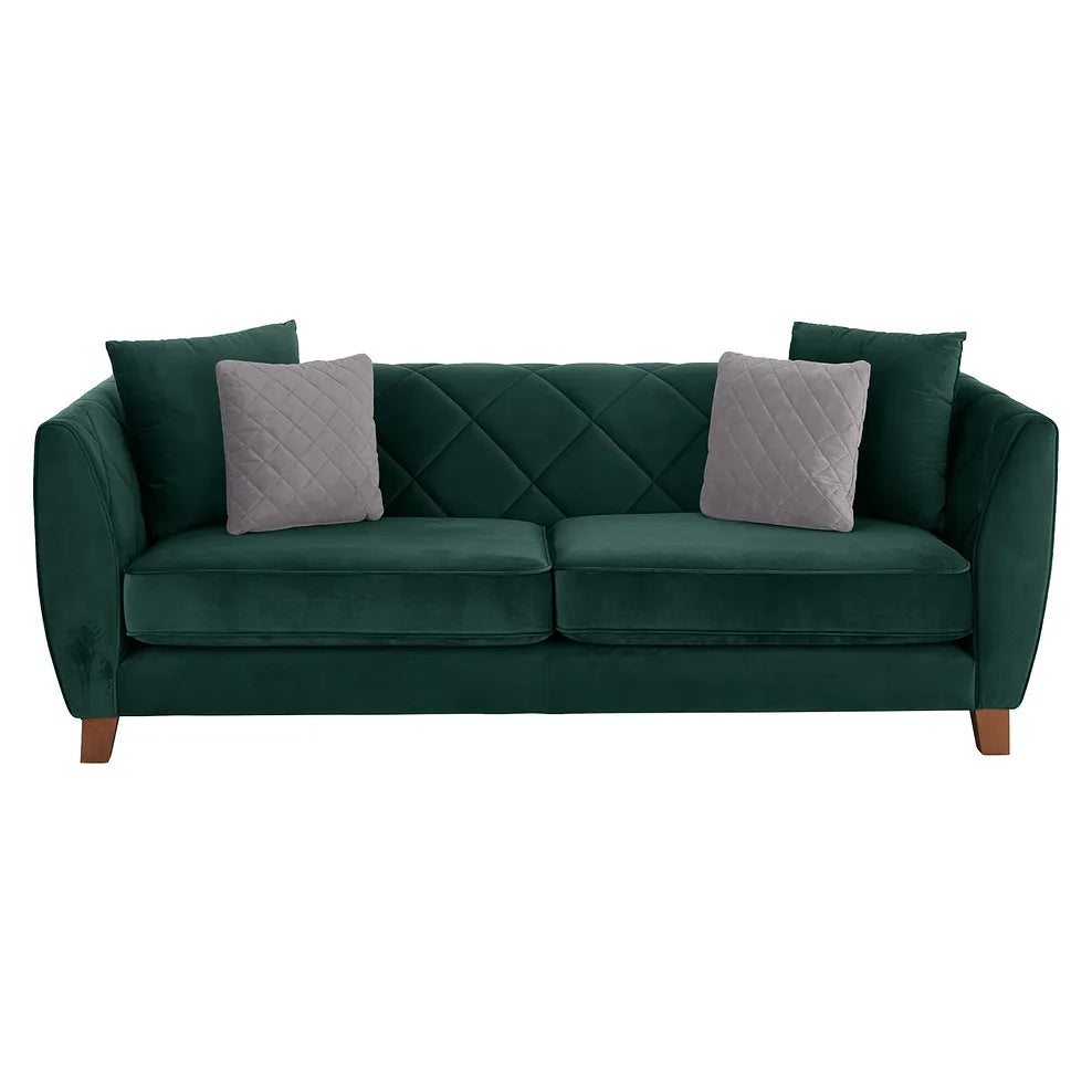 Caravelle 4 Seater Dark Green Fabric Sofa Brand New - Oak Furniture Land