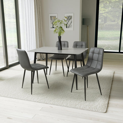 ["Table & 4 Madison Grey Leather Effect Chairs"]