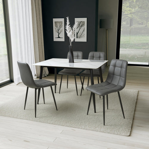 ["Table & 4 Madison Grey Leather Effect Chairs"]