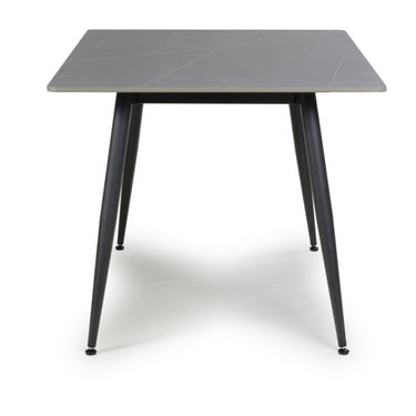 Carlo 80cm Square Grey Granite Dining Table & 2 Lisbon Grey Microfibre Chairs Dining Set – the dining table
