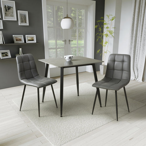 ["Table & 2 Madison Grey Leather Effect Chairs"]