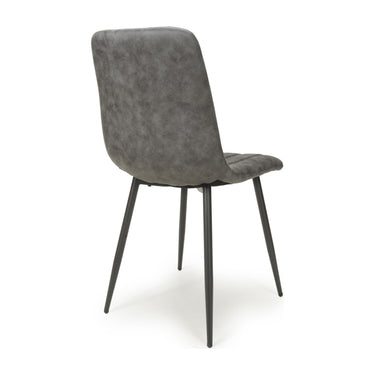 Carlo 80cm Square White Marble Dining Table & 2 Lisbon Grey Microfibre Chairs Dining Set – dining chair, alternate view