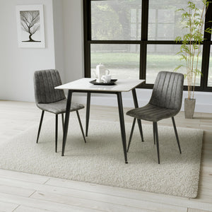 Table & 2 Lisbon Grey Microfibre Chairs