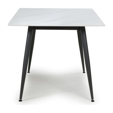 Carlo 80cm Square White Marble Dining Table & 2 Lisbon Grey Microfibre Chairs Dining Set – the dining table