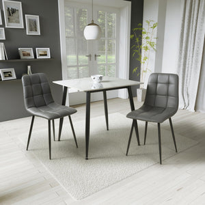 Table & 2 Madison Grey Leather Effect Chairs