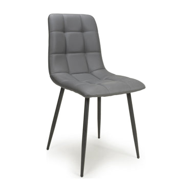 Carlo Double Extending Grey Granite Dining Table & 4 Madison Grey Leather Effect Chairs Dining Set – the dining chair