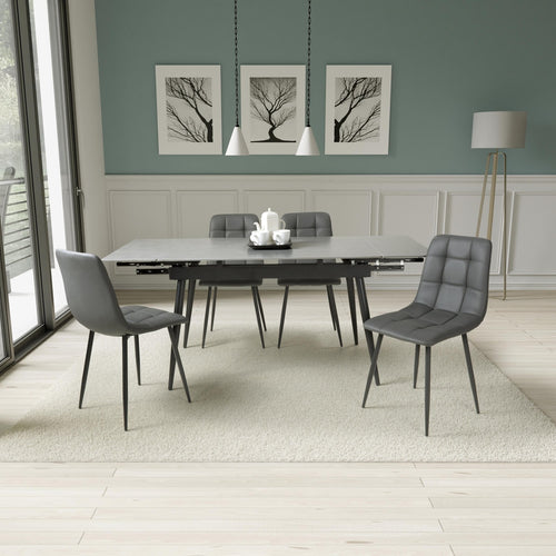 ["Table & 4 Madison Grey Leather Effect Chairs"]