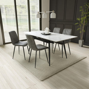 Table & 4 Lisbon Grey Microfibre Chairs