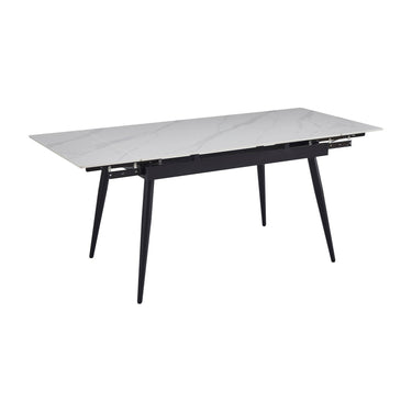Carlo Double Extending White Marble Dining Table & 4 Lisbon Grey Microfibre Chairs Dining Set – the dining table