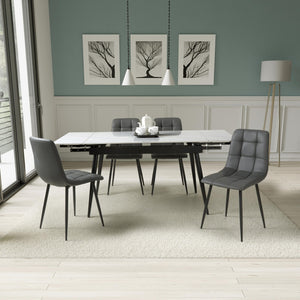 Table & 4 Madison Grey Leather Effect Chairs