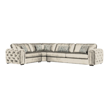 Cavendish 1 Corner 2 Fabric Sofa in Jewel Beige velvet fabric