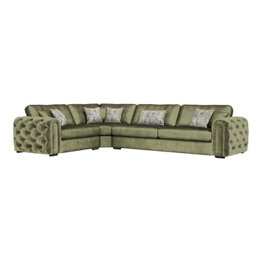 Cavendish 1 Corner 2 Fabric Sofa in Jewel Sage velvet fabric