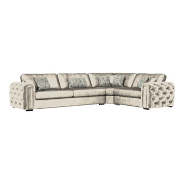 Cavendish 2 Corner 1 Fabric Sofa in Jewel Beige velvet fabric