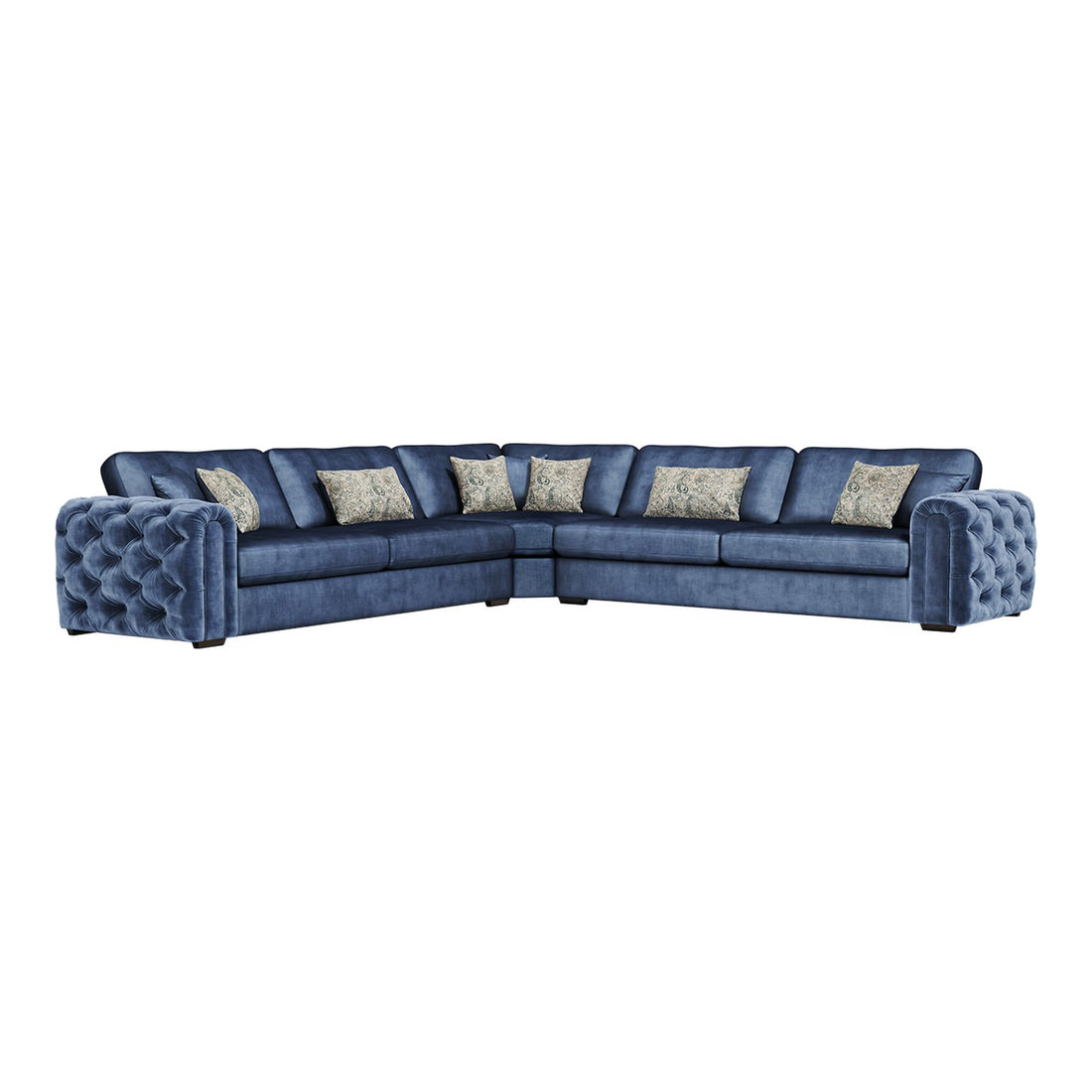 Cavendish 2 Corner 2 Fabric Sofa in Jewel Navy velvet fabric