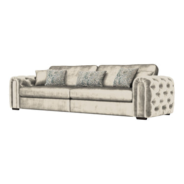 Cavendish 4 Seater Fabric Sofa in Jewel Beige velvet fabric