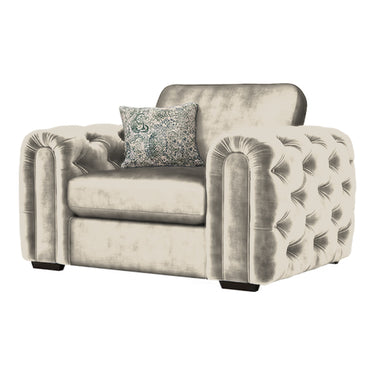 Cavendish Fabric Arm Chair in Jewel Beige velvet fabric