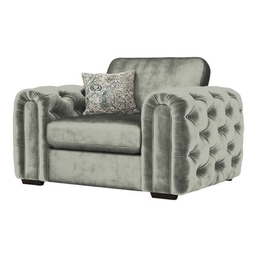 Cavendish Fabric Arm Chair in Jewel Taupe velvet fabric