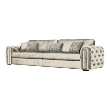 Cavendish Grand Fabric Sofa in Jewel Beige velvet fabric