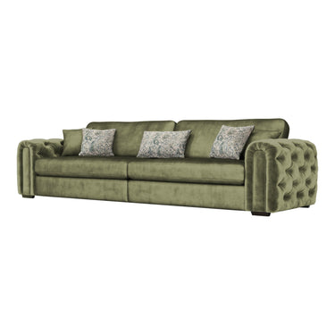 Cavendish Grand Fabric Sofa in Jewel Sage velvet fabric