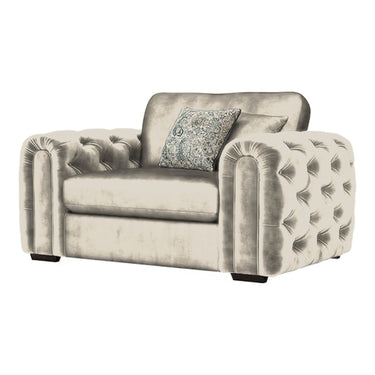 Cavendish Loveseat Fabric Chair in Jewel Beige velvet fabric