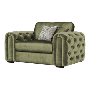 Cavendish Loveseat Fabric Chair in Jewel Sage velvet fabric