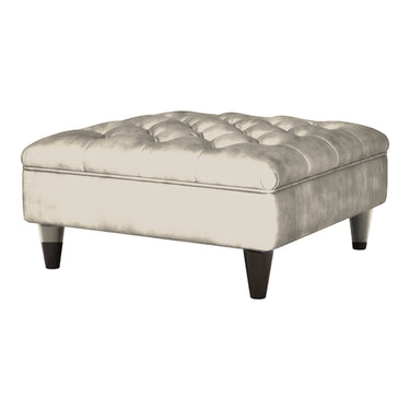 Cavendish Square Fabric Footstool in Jewel Beige velvet fabric