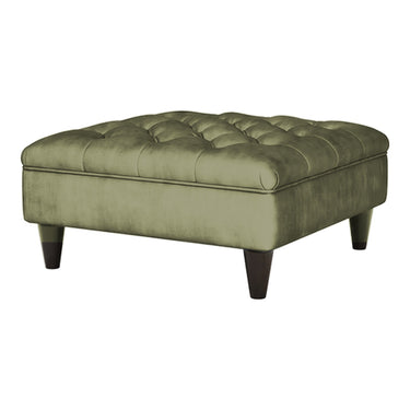 Cavendish Square Fabric Footstool in Jewel Sage velvet fabric
